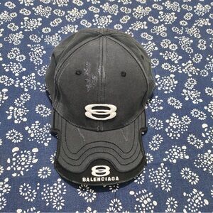Balenciaga Black Washed Embroidered Cap
